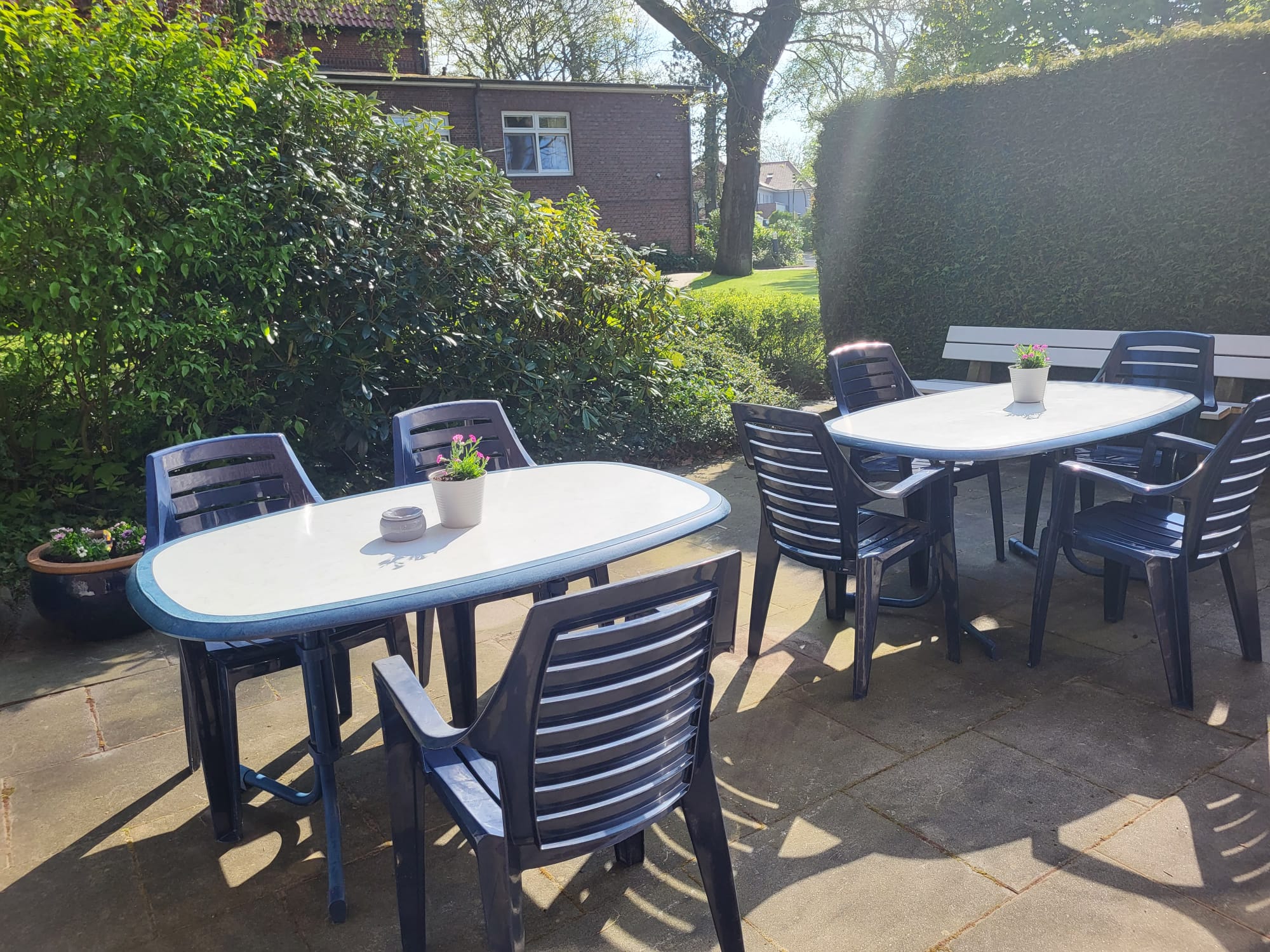 Die Bewohner haben zusammen mit unseren Betreuungskräften unseren Balkon, die Terrasse von Wohngruppe gelb und die Terrasse vom Saal neu gestaltet und Blumen gepflanzt. 